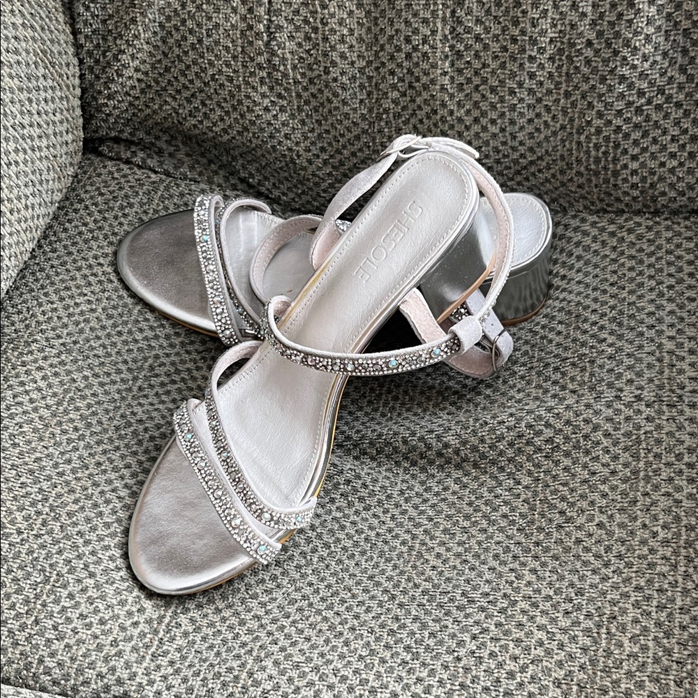 Elegant Silver Strappy Sandals